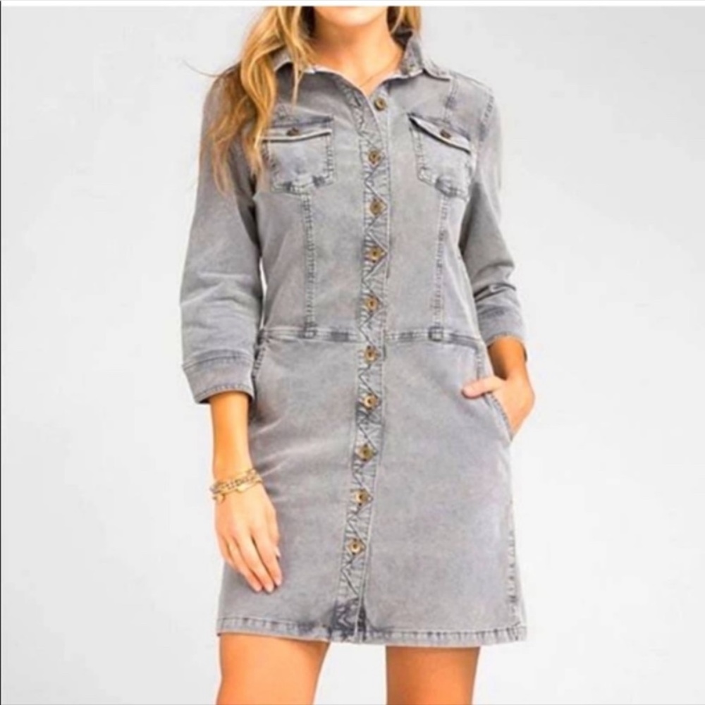 Prana Gray Denim Midi Dress